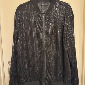 SHEIN Glittering Black Bomber Jacket
